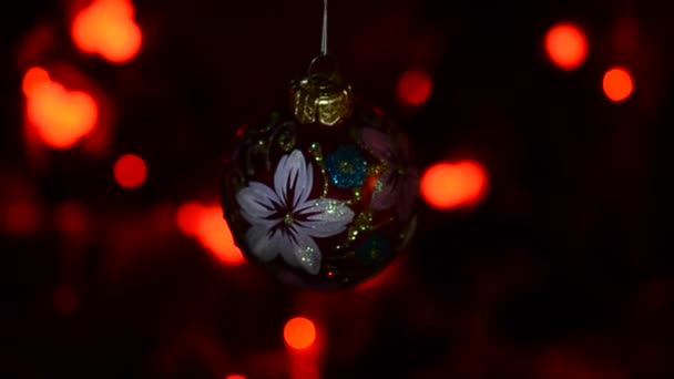 Tiro Brinquedos Festivos Dezembro Brinquedos Natal Ano Novo — Vídeo de Stock