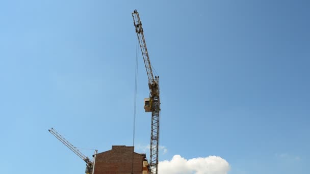 Construction Residential Buildings Construction Cranes Houses — Stock Video