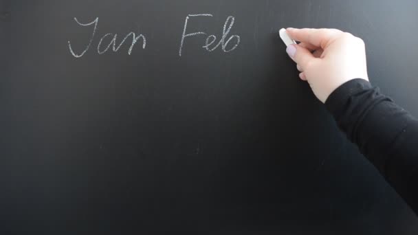 Write Name Months Board Write Chalk Board — Stock Video