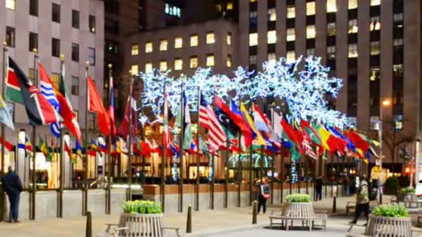 Rockefeller Centre Gebouw Verenigde Staten Schieten Avond — Stockvideo