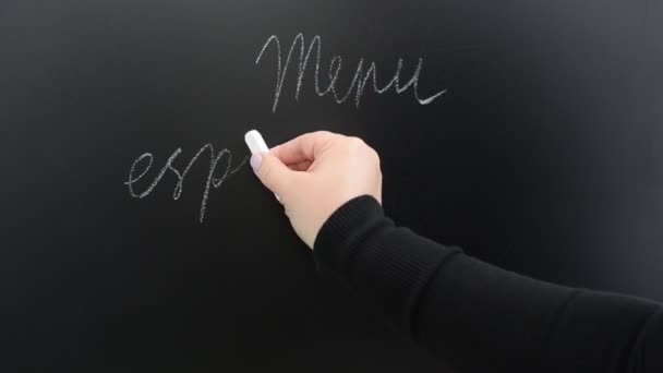 Write Menu Board Inscription Chalk Board — Stock Video