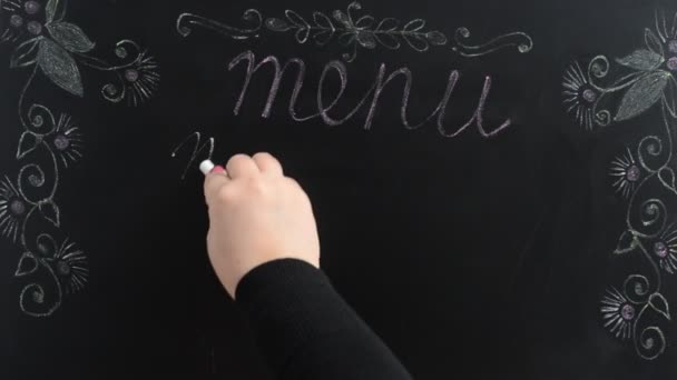 Menú Con Postres Bebidas Populares Escribimos Menú Tabla — Vídeo de stock