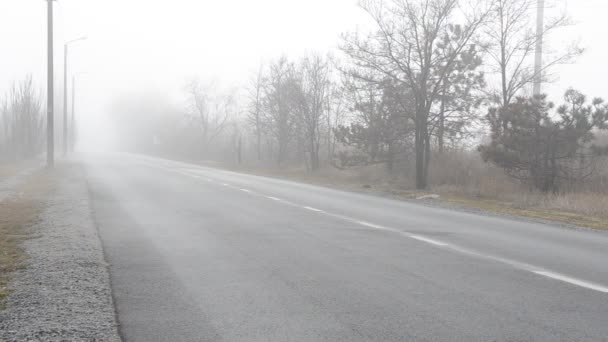 Camino Niebla Coche Niebla Carretera — Vídeos de Stock