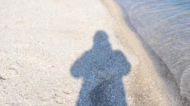 砂の上の影 ビーチでの動き — ストック動画
