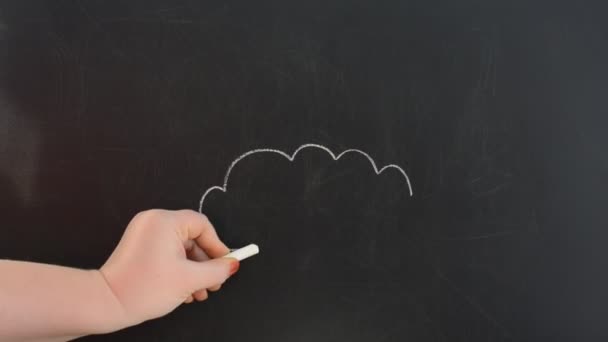 Draw Cloud Sun Draw Chalk Board — Stock Video