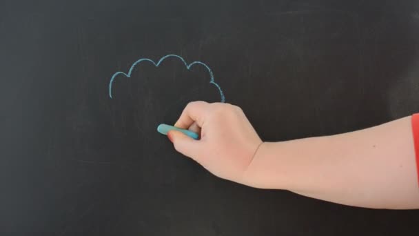 Wir Zeichnen Eine Wolke Und Einen Regen Wir Malen Kreide — Stockvideo