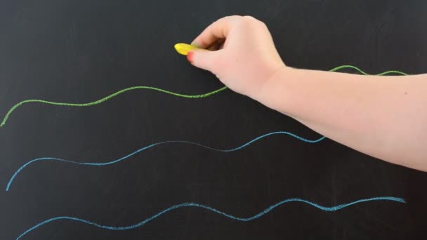 Fishes Sea Draw Chalk Board — Stock Video