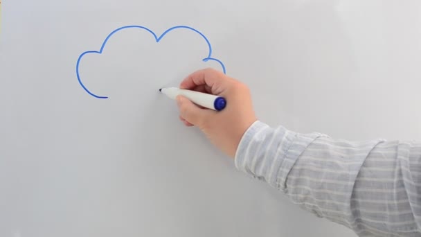 Малюємо Хмарні Схеми Дошці Малюємо Маркер — стокове відео