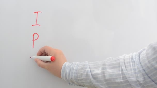 Fase Van Ipo Schrijven Met Een Marker — Stockvideo