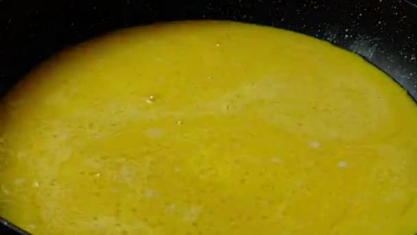 Preparazione Frittata Una Padella Friggere Scadenza Temporale — Video Stock