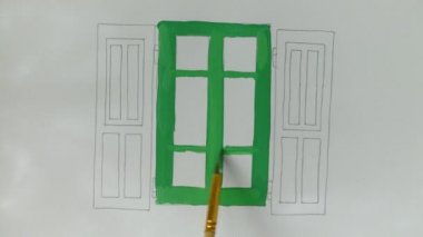 Bir pencere ve bir güneş ışığı çiz.