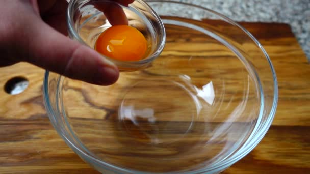 Falling Yolk Bowl Slow Motion — Stock Video