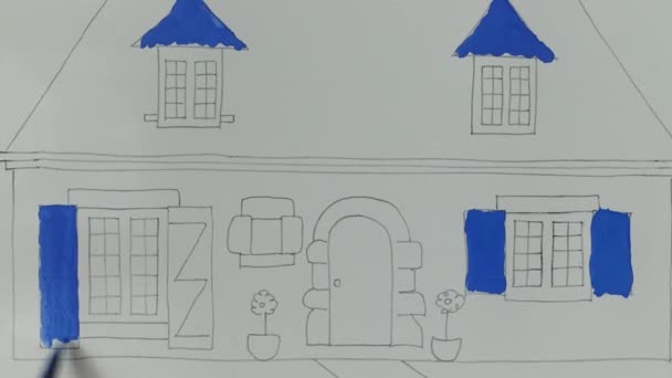 Draw House Time Lapse — Stock Video