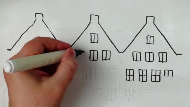Zeichne Das Haus Zeitraffer — Stockvideo