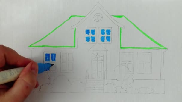 Dibuja Casa Caducidad — Vídeo de stock