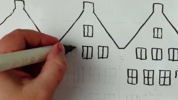 Draw the house. Time lapse. — Stock Footage Draw House Time Lapse Royalty Free Stock Video