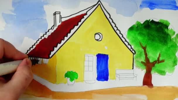 Draw house elements. Time lapse. — Stock Footage Draw House Elements Time Lapse Stock Video