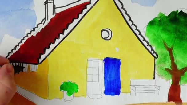 Draw house elements. Time lapse. — Stock Footage Draw House Elements Time Lapse Royalty Free Stock Footage