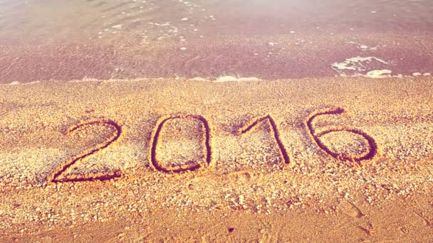 2016 Στην Άμμο Ερχομός Και Λήξη Του Έτους — Αρχείο Βίντεο