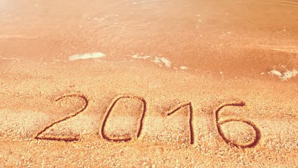 2016 Στην Άμμο Ερχομός Και Λήξη Του Έτους — Αρχείο Βίντεο