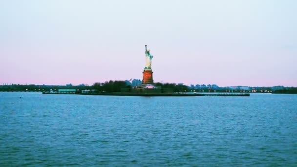 Estatua Libertad Nueva York Estados Unidos Disparando Primavera — Vídeos de Stock