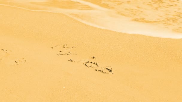 私の仕事砂の上に碑文 私の仕事 — ストック動画
