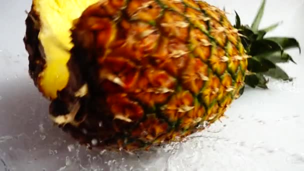 Fresh Ripe Pineapple Slow Motion — Stock Video