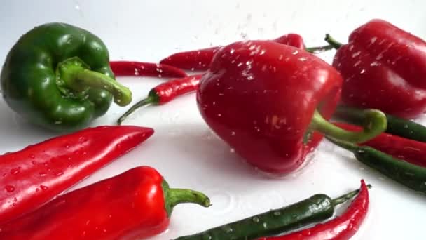 Juicy Fresh Pepper Slow Motion — Stock Video