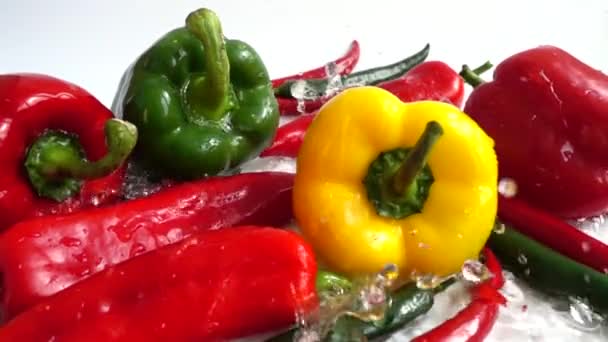 Juicy Fresh Pepper Slow Motion — Stock Video