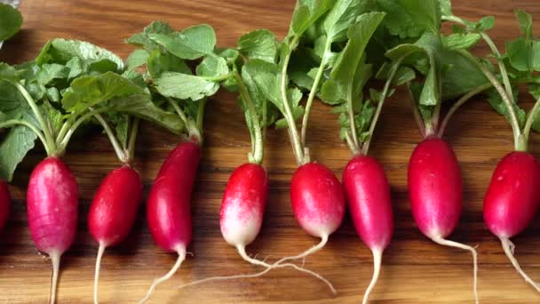 Radis Fruits Sur Une Planche Découper — Video