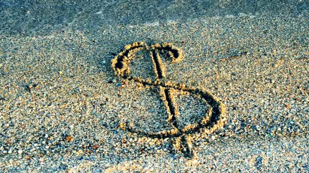 Dollar Sign Sand Sand Currency — Stock Video