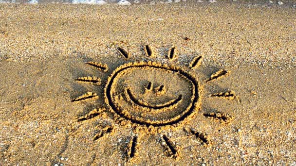 Солнце Рисует Пляже Пляж Рисунок — стоковое видео