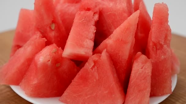 Skjutning Vattenmelon Köksbräda Fotografering Rörelsen — Stockvideo