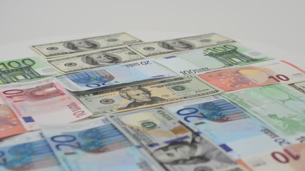 Billets Euros Dollars Tir Dans Mouvement — Video