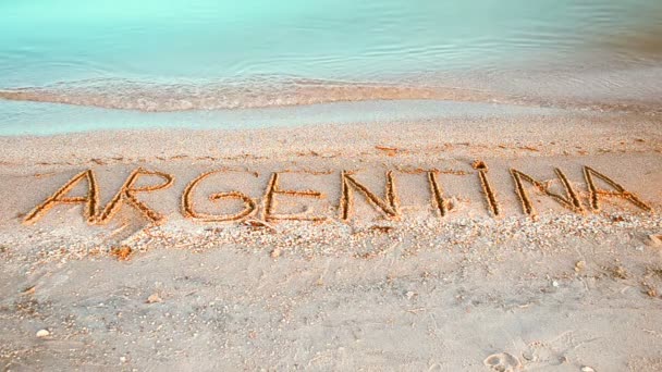 阿根廷在沙滩上的题词 海滩上的题词 — 图库视频影像