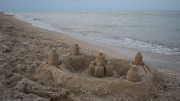 Fortaleza Areia Praia Mar Tiro Verão — Vídeo de Stock