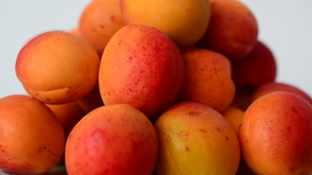 Aprikosenschießen Makro Abschuss Von Früchten — Stockvideo