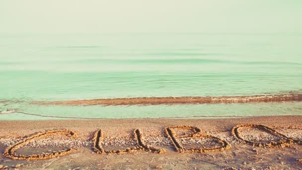 Napis Kuba Piasku Plaża Napis Piasku Plaża — Wideo stockowe