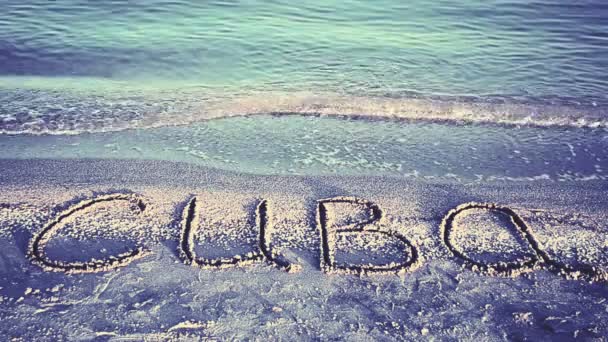 Napis Kuba Piasku Plaża Napis Piasku Plaża — Wideo stockowe