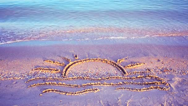 Pláži Kreslí Slunce Pláž Kresba — Stock video