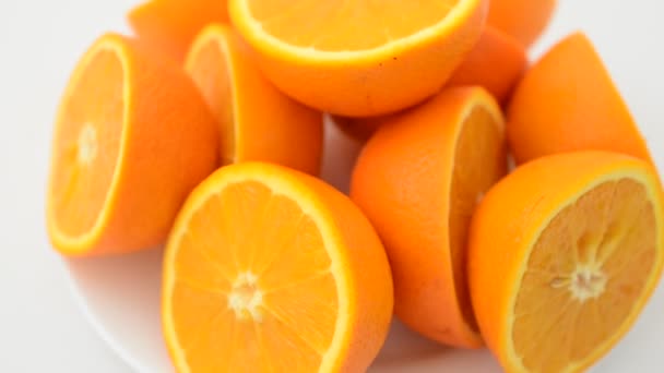 Oranges Sur Fond Blanc Tir Dans Mouvement — Video