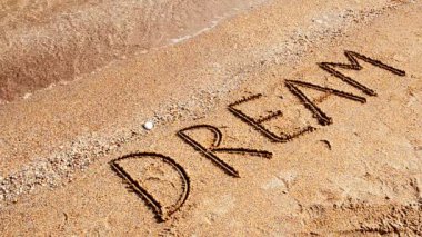 Yazıt, dalgalı deniz kumsalında rüya görüyor. Sahilde çekim yapmak..