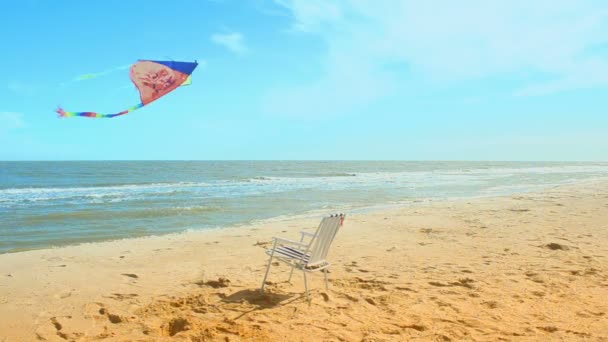 Poczekalnia Plaży Morze Latawiec Czas Letni Beach Sea Shore — Wideo stockowe