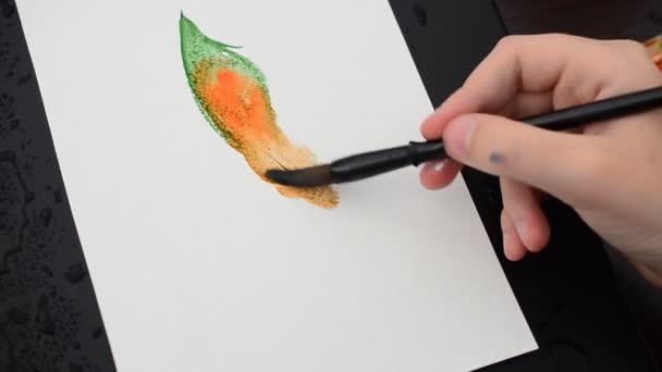 Desenhamos Uma Flor Desenhamos Pinturas Cores Água — Vídeo de Stock