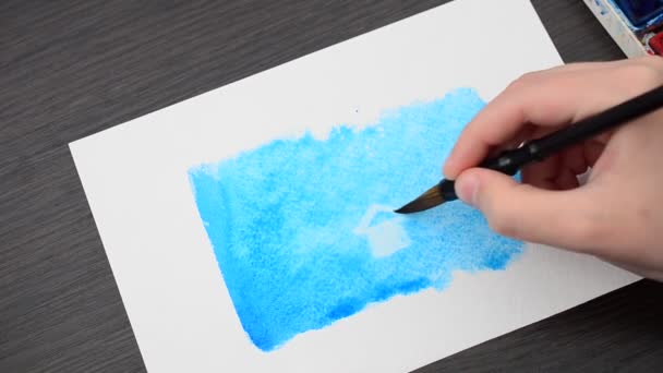 Wir Zeichnen Das Haus Wir Malen Aquarellfarben — Stockvideo