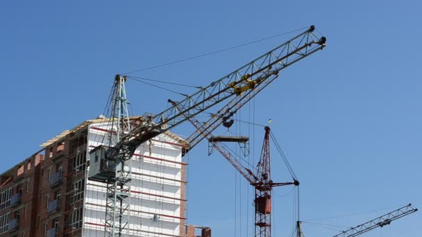 Grues Construction Sur Les Maisons Construction Bâtiments Résidentiels — Video