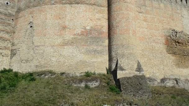 Muren Van Het Oekraïense Fort Middeleeuwse Vesting Stad Khotyn West — Stockvideo