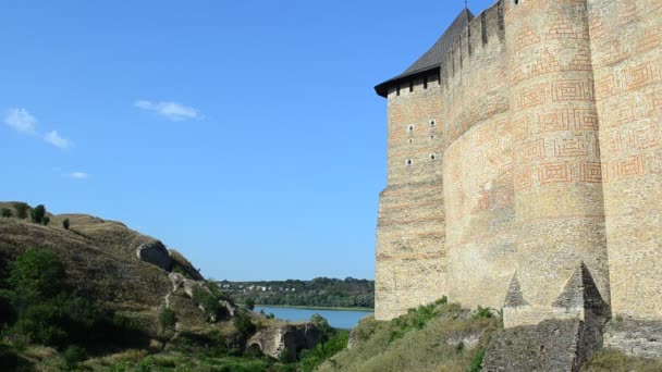 Fortaleza Ucraniana Antigua Fortaleza Medieval Ciudad Khotyn Ucrania Occidental — Vídeo de stock