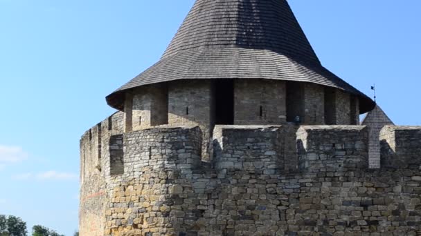 Башни Крепости Средневековая Крепость Хотине Западная Украина — стоковое видео