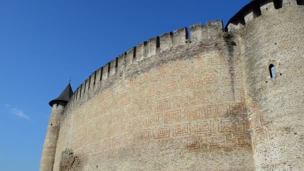 Fortaleza Ucraniana Antiga Fortaleza Medieval Cidade Khotyn Oeste Ucrânia — Vídeo de Stock